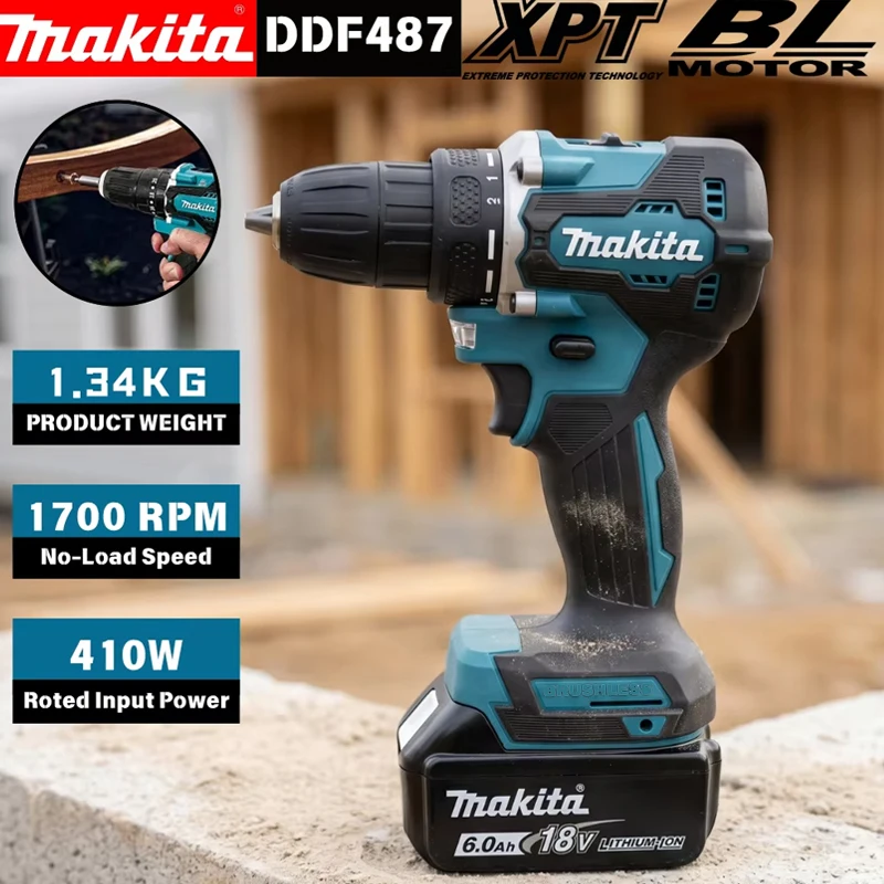Power Tools Impact - Wiertarko-wkrętarka akumulatorowa Makita DDF487, bezszczotkowa, elektryczna
